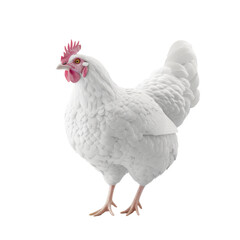 Fototapeta premium Majestic white hen standing gracefully with splendid plumage and bright red comb
