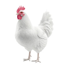 Fototapeta premium Majestic white rooster with bright red comb and fluffy feathers standing proudly