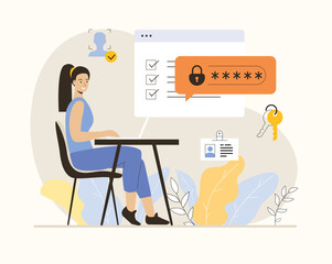 Two steps verification to protect personal data. User authorization, login authentication and information protection. Flat vector illustration.	
