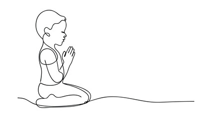 Kneeling Childs Prayer Faith, Hope, Devotion, Spirituality, Oneline Art