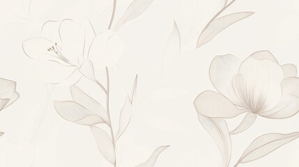 Seamless tileable minimalist floral pattern with delicate flowers and pastel colors