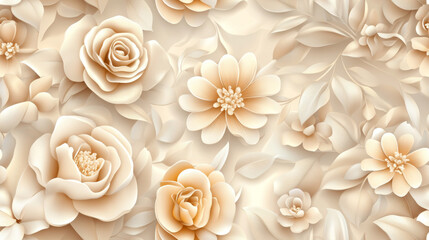 Seamless tileable minimalist floral pattern with delicate flowers and pastel colors