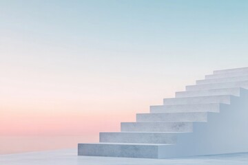grand empty staircase with warm natural lighting leading to unknown destination