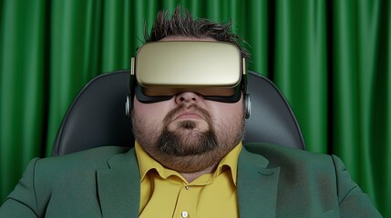 Obraz premium Man Wearing Virtual Reality Headset in Relaxing Setting