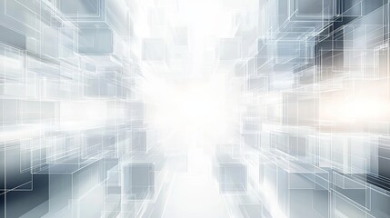 Fototapeta premium Abstract 3D Rendering White and Grey Cubes Geometric Perspective Technology Background