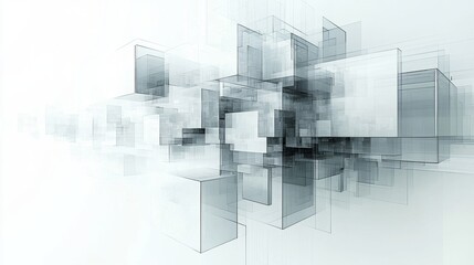 Fototapeta premium Abstract 3D Rendering Interlocking Transparent Cubes Geometric Design Modern Architecture Concept