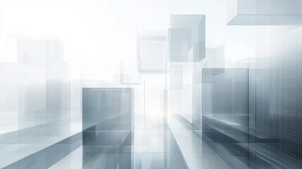 Abstract Architectural Design Modern Glass Cubes Futuristic Cityscape Transparent Structure