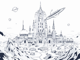 Space City Concept Art for Interplanetary Colonization