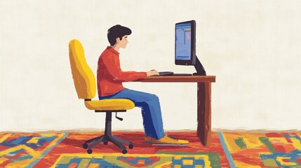 Fototapeta premium Teenager working at home