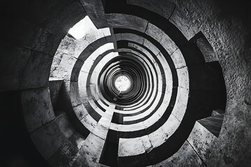 Abstract Black and White Spiral Staircase Architecture