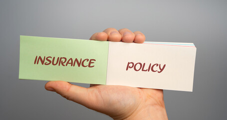 Insurance policy concept. Contract between an insurer and a policyholder that outlines the terms, coverage, premiums, and conditions under which the insurer will provide financial protection. Notes