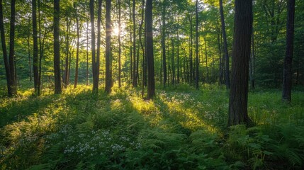Fototapeta premium sunlit forest path