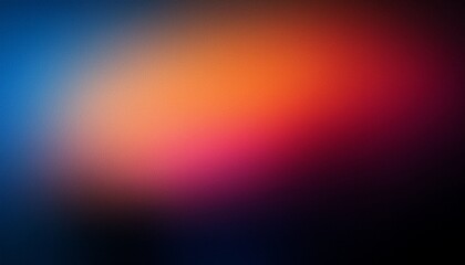 Dark blurry abstract gradient background, grainy texture, pink, orange, blue, black colors, copy space