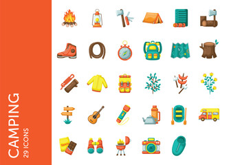 Camping icon pack. Set icon design