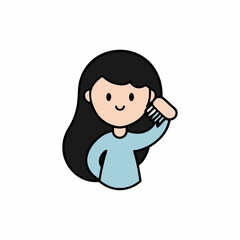 anime girl brushing her long, silky hair