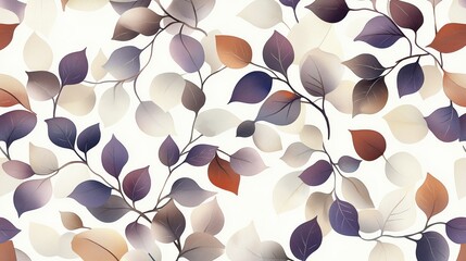Seamless pattern of autumn leaves in neutral and earthy tones