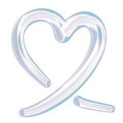 Heart Clipart, Hand Drawn Doodle, Metallic Blue Aesthetic Doodle, ballon 3D, Y2K element, 3d vector, Sketch Icons, groovy sticker. (PNG Transparent)