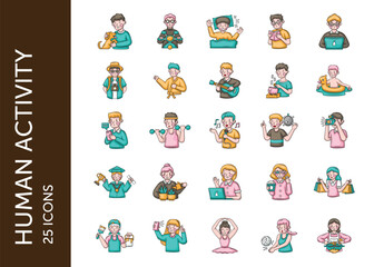 Human Activity icon pack. Set icon design