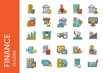 Finance icon pack. Set icon design