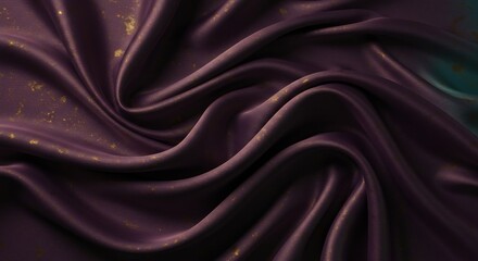 Deep Plum Silk Drapes Gently Subtle Gold Flecks Soft Light. AI Generated