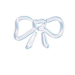 Groovy Bow Clipart, Hand Drawn Doodle, Metallic Blue Aesthetic Doodle, ballon 3D, Y2K element, 3d vector, Sketch Icons, groovy sticker. (PNG Transparent)