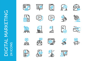 Digital Marketing icon pack. Set icon design