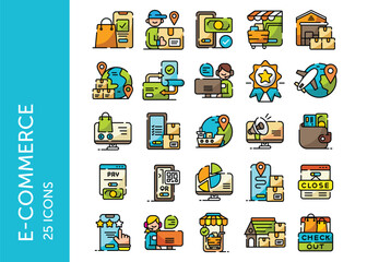 Obraz premium E-Commerce icon pack. Set icon design