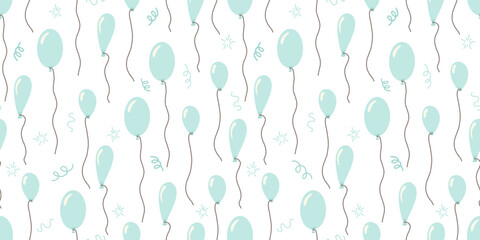 Seamless pattern with blue balloons on a white background vector illustration