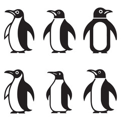 Obraz premium Stylish penguin silhouette minimal artwork set on white background for interiors