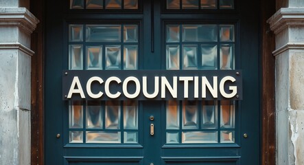 accounting lettering on a signage in door background