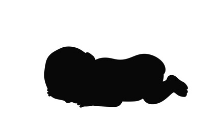 Sleeping newborn silhouette on white background, serene symbolism