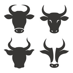 Bull and Cow Head vector Logo Design Icon Set.