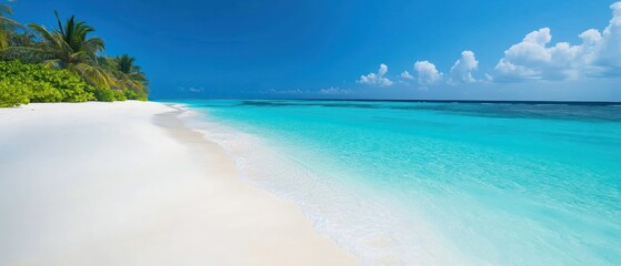 Fototapeta premium Tropical Beach with White Sand and Clear Blue Water