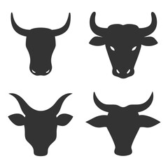Bull and Cow Head vector Logo Design Icon Set.