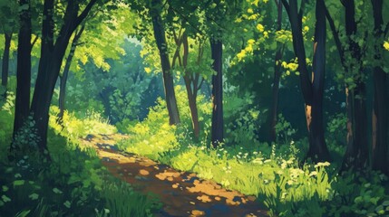Obraz premium sunlit forest path