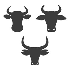 Bull and Cow Head vector Logo Design Icon Set.