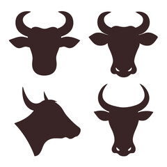 Bull and Cow Head vector Logo Design Icon Set.
