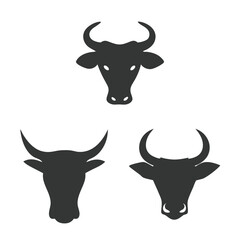 Bull and Cow Head vector Logo Design Icon Set.