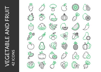 Vegetable and Fruit icon pack. Set icon design