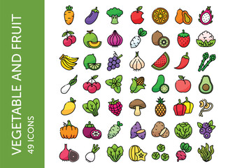 Vegetable and Fruit icon pack. Set icon design
