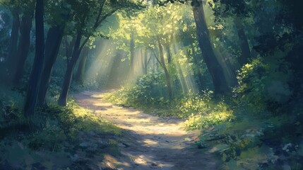 Fototapeta premium sunlit forest path
