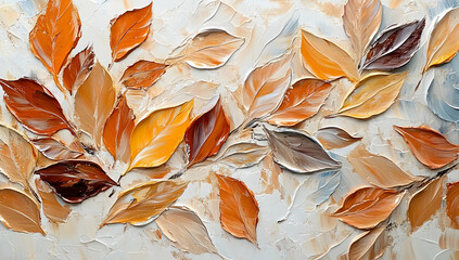 textured painting of autumn leaves