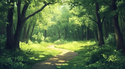 Obraz premium sunlit forest path