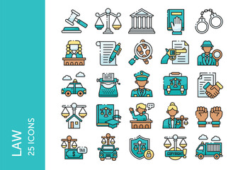 Law icon pack. Set icon design