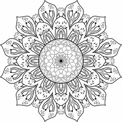 Intricate Black and White Mandala Coloring Page | Decorative Line Art