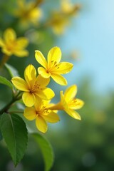 Tabebuia flowers swaying in the breeze with yellow petals, nature, tabebuia, delicate