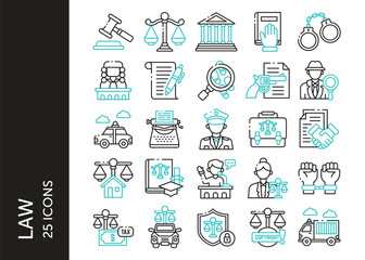 Law icon pack. Set icon design