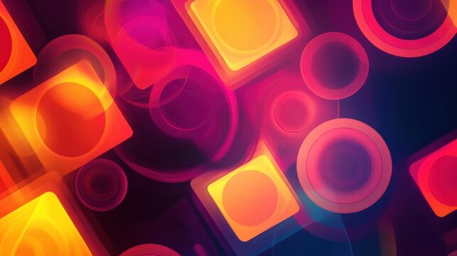 abstract geometric background with overlapping circles and squar