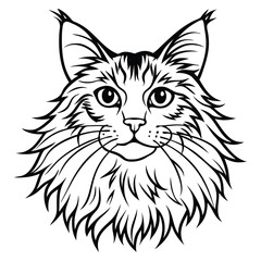Cute cat head line art vector design