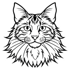 Cute cat head line art vector design